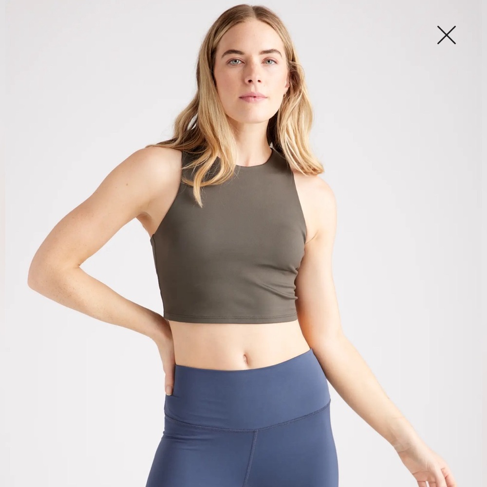 Quince ultra-soft high neck cropped tank